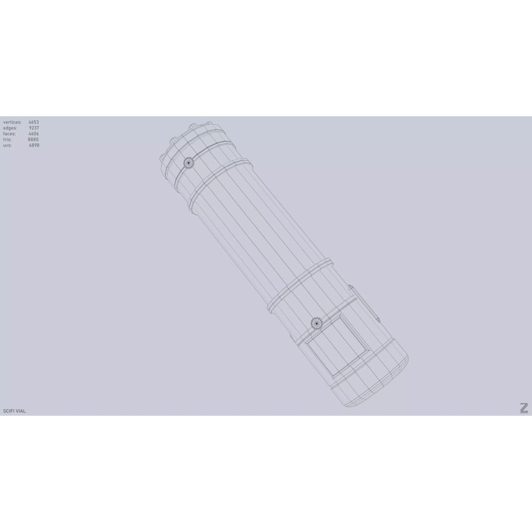 Sci-Fi Vial 3D Model – Low Poly Game Asset, PBR Textures, FBX, OBJ - View 11