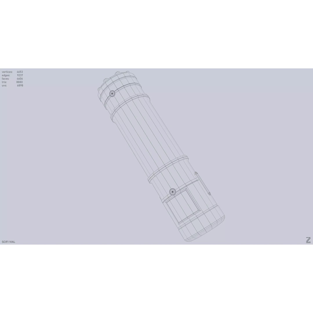 Sci-Fi Vial 3D Model – Low Poly Game Asset, PBR Textures, FBX, OBJ - View 13