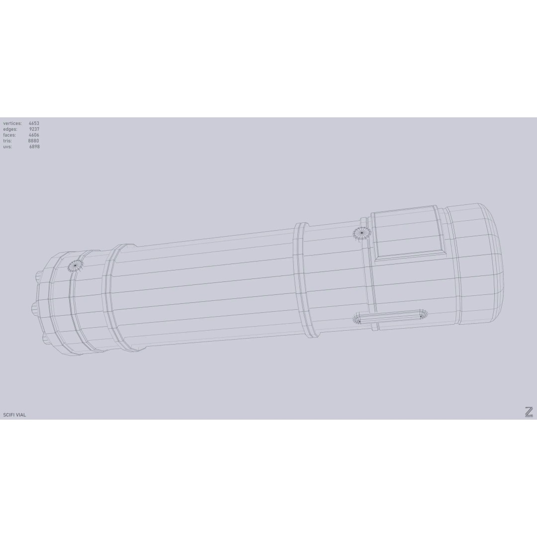 Sci-Fi Vial 3D Model – Low Poly Game Asset, PBR Textures, FBX, OBJ - View 14