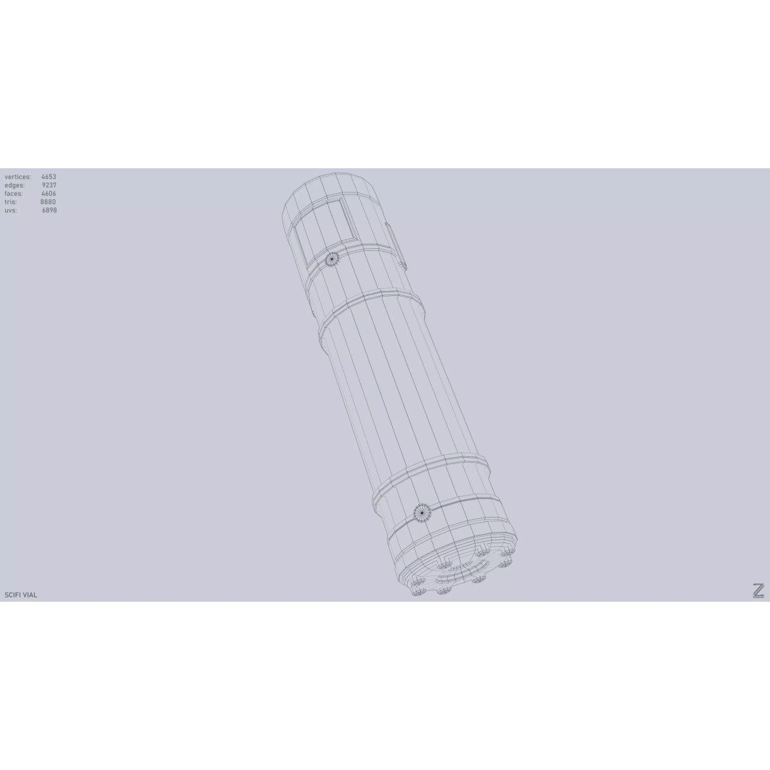 Sci-Fi Vial 3D Model – Low Poly Game Asset, PBR Textures, FBX, OBJ - View 15