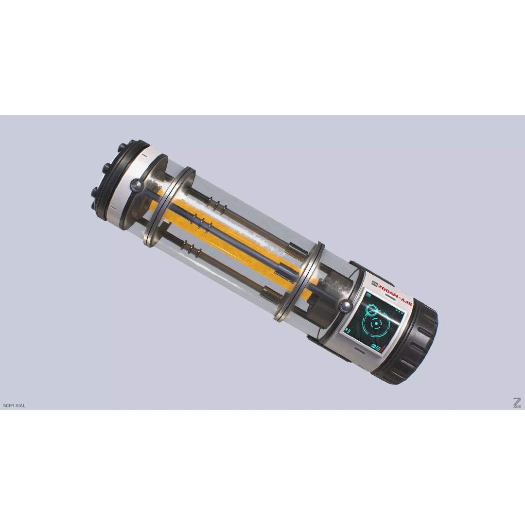 Sci-Fi Vial 3D Model – Low Poly Game Asset, PBR Textures, FBX, OBJ - View 2