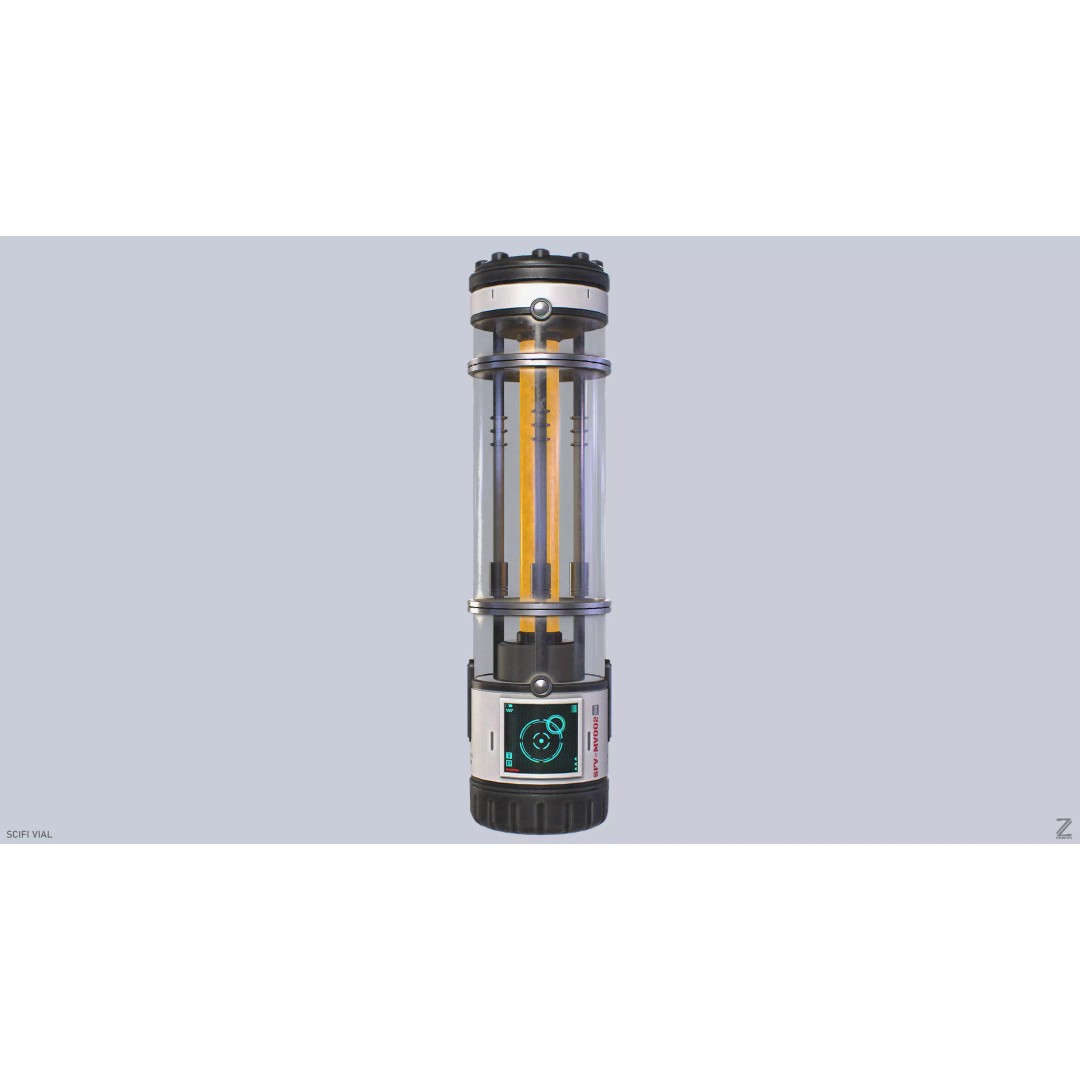 Sci-Fi Vial 3D Model – Low Poly Game Asset, PBR Textures, FBX, OBJ - View 5