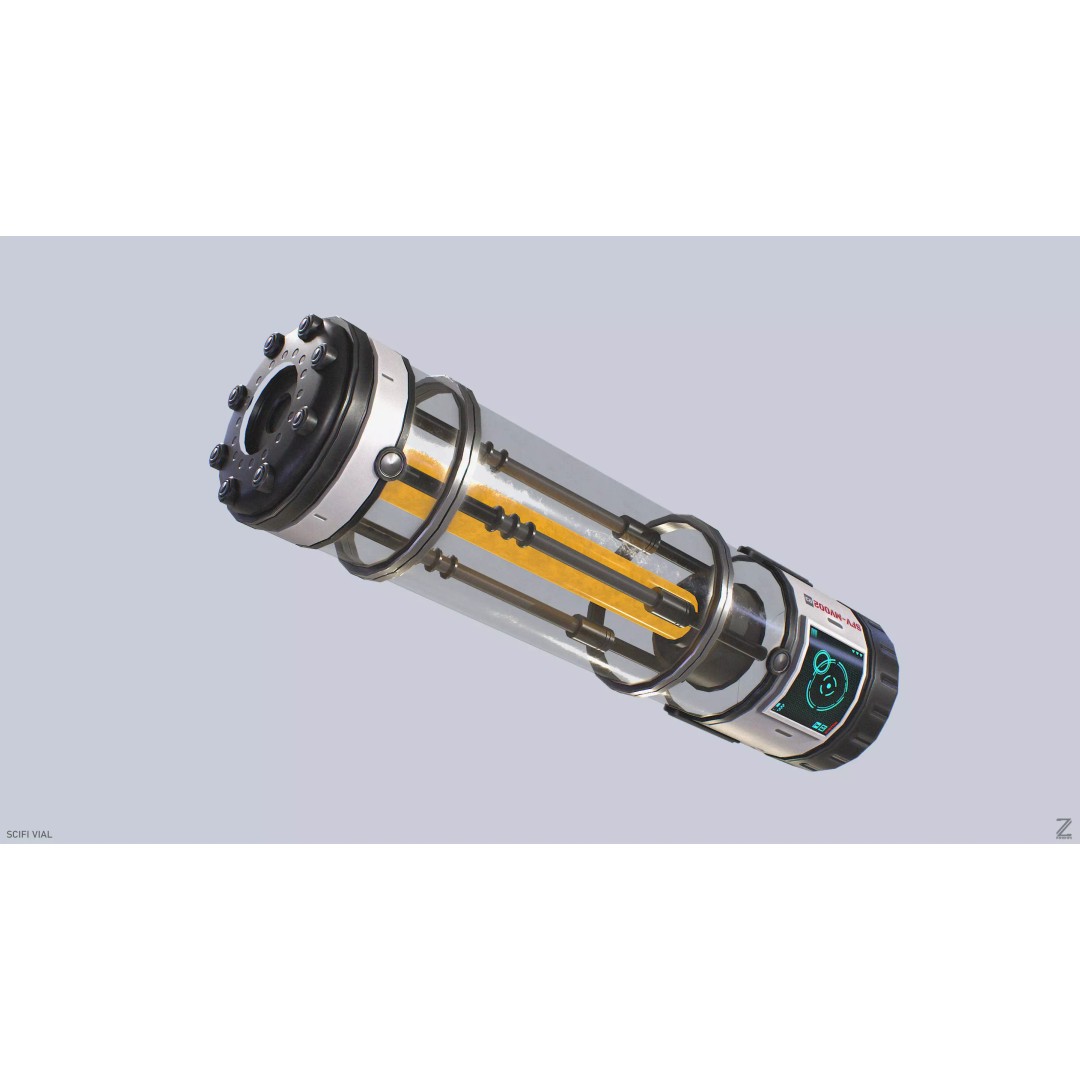 Sci-Fi Vial 3D Model – Low Poly Game Asset, PBR Textures, FBX, OBJ - View 6