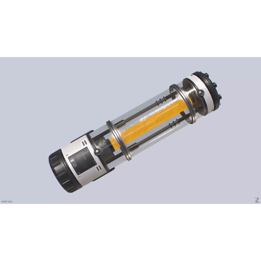 Sci-Fi Vial 3D Model – Low Poly Game Asset, PBR Textures, FBX, OBJ - View 7