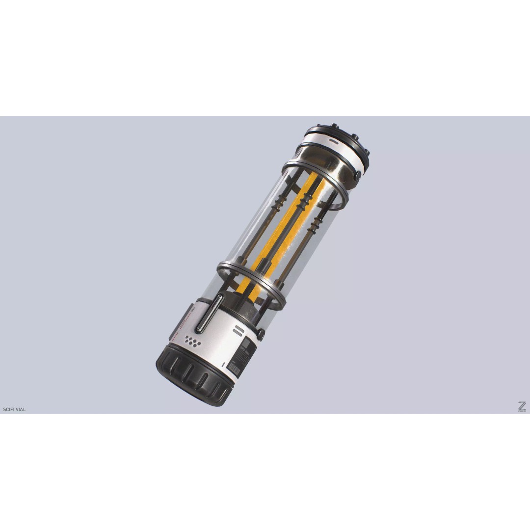 Sci-Fi Vial 3D Model – Low Poly Game Asset, PBR Textures, FBX, OBJ - View 8