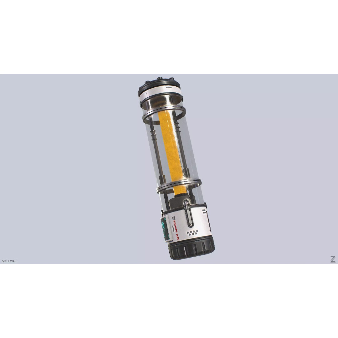 Sci-Fi Vial 3D Model – Low Poly Game Asset, PBR Textures, FBX, OBJ - View 9