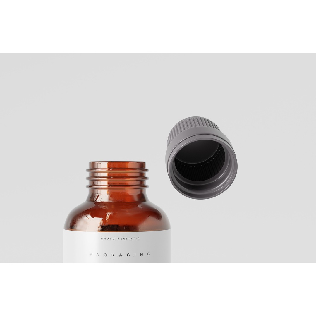 Amber Glass Bottle 3D Model – Low Poly Packaging for Liquids, FBX & OBJ