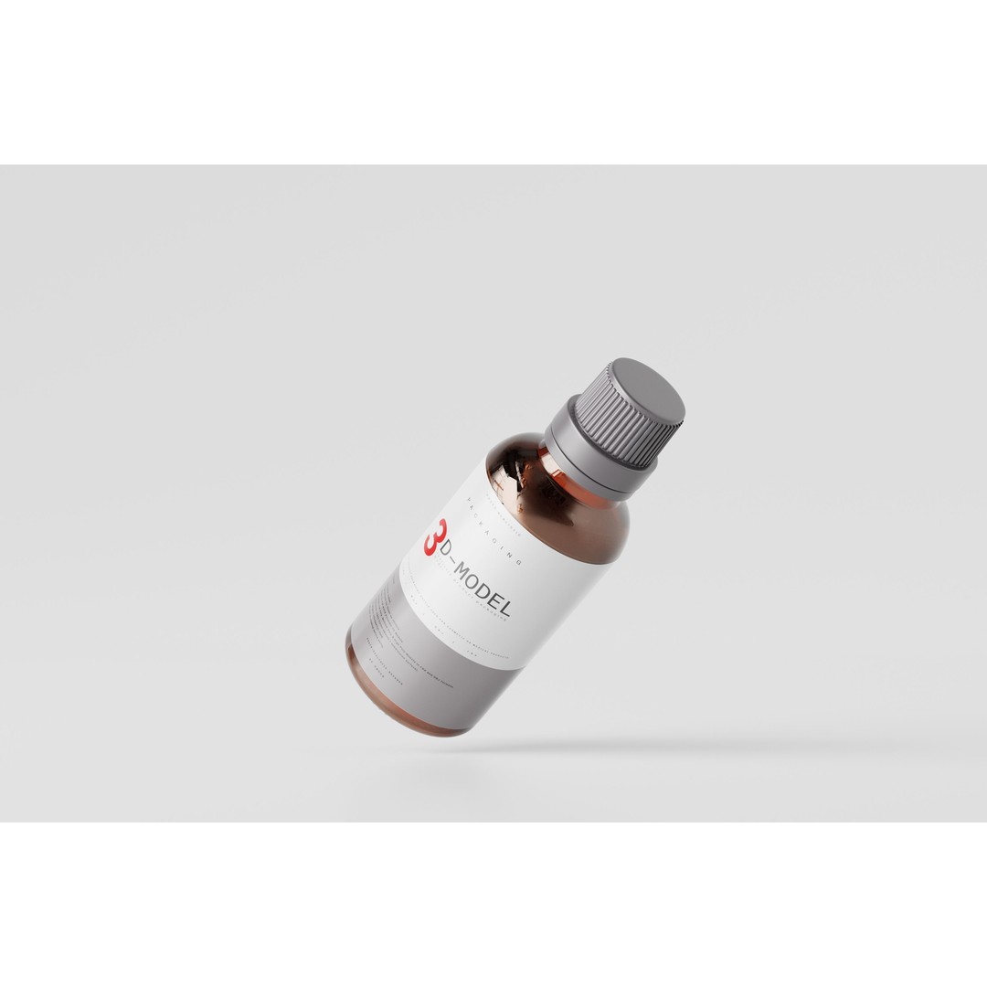 Amber Glass Bottle 3D Model – Low Poly Packaging for Liquids, FBX & OBJ - View 4