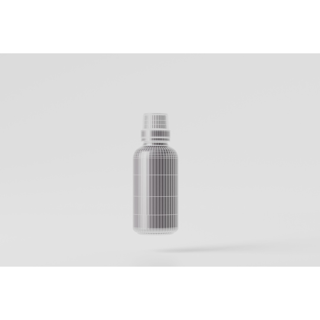 Amber Glass Bottle 3D Model – Low Poly Packaging for Liquids, FBX & OBJ - View 8