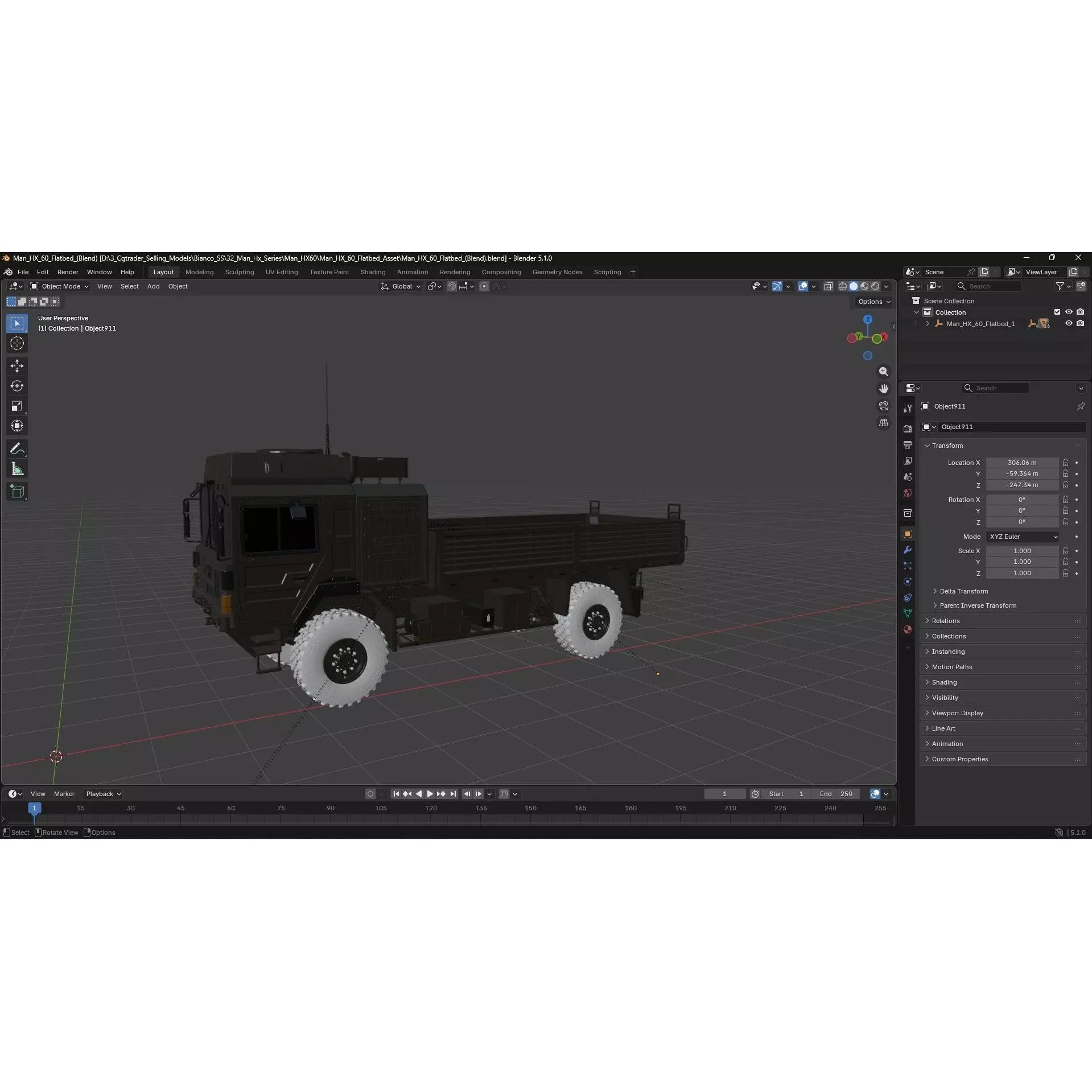 MAN HX60 4x4 Military Truck - Game-Ready 3D Model