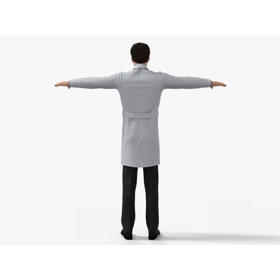 Doctor 3D Model – Rigged Low-Poly PBR Game Asset, FBX - View 10
