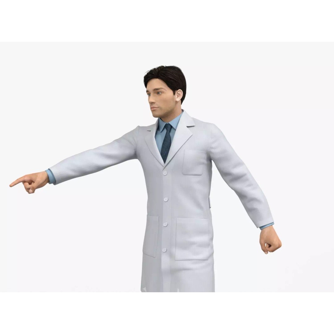 Doctor 3D Model – Rigged Low-Poly PBR Game Asset, FBX - View 13
