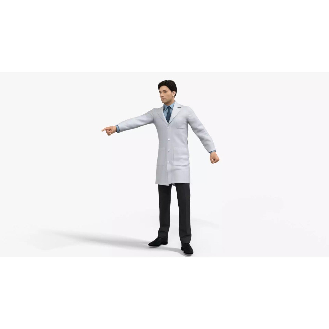 Doctor 3D Model – Rigged Low-Poly PBR Game Asset, FBX - View 14