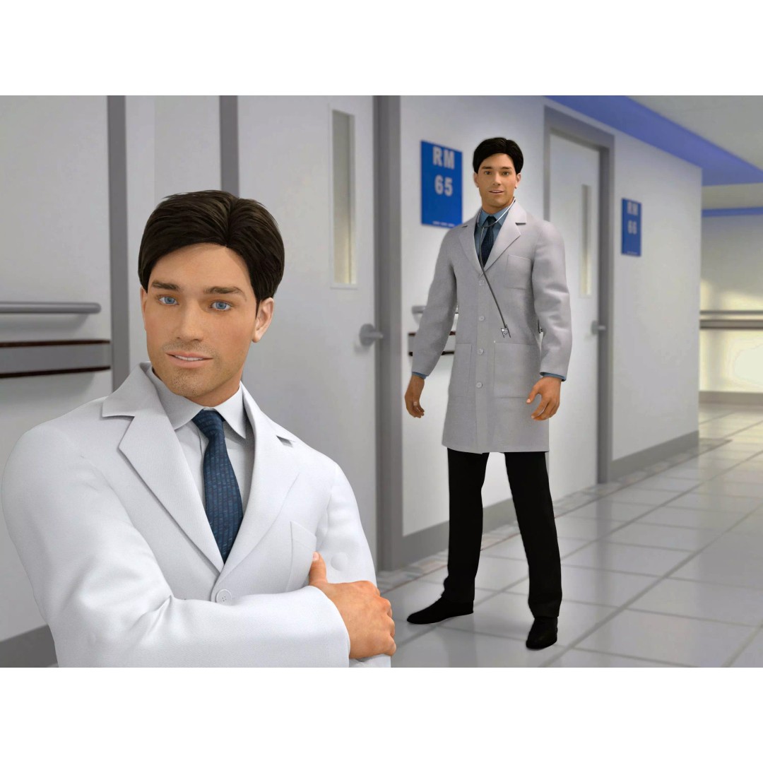 Doctor 3D Model – Rigged Low-Poly PBR Game Asset, FBX - View 2