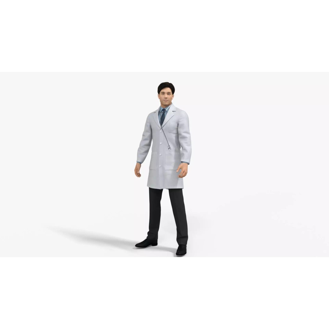 Doctor 3D Model – Rigged Low-Poly PBR Game Asset, FBX - View 20