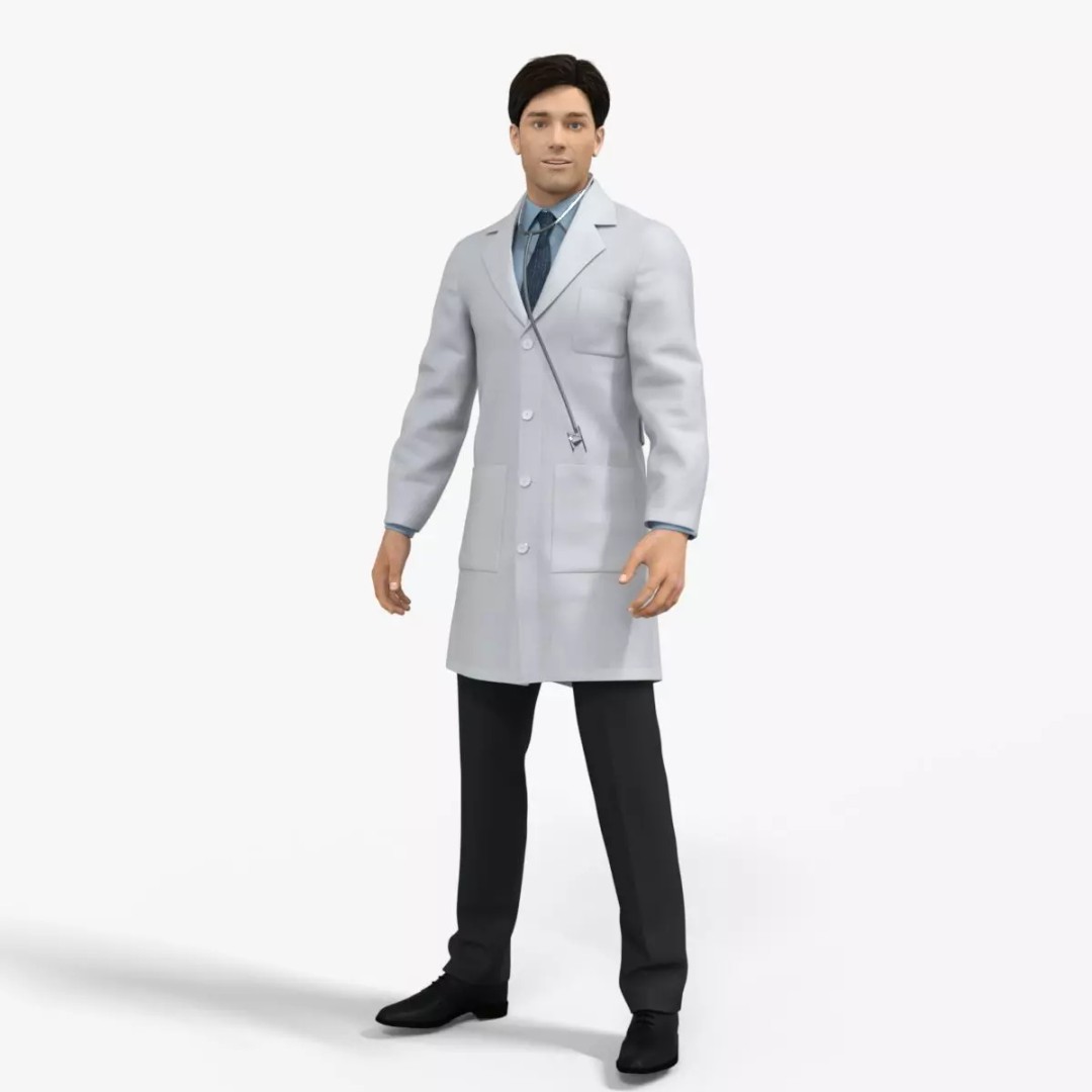 Doctor 3D Model – Rigged Low-Poly PBR Game Asset, FBX - View 22