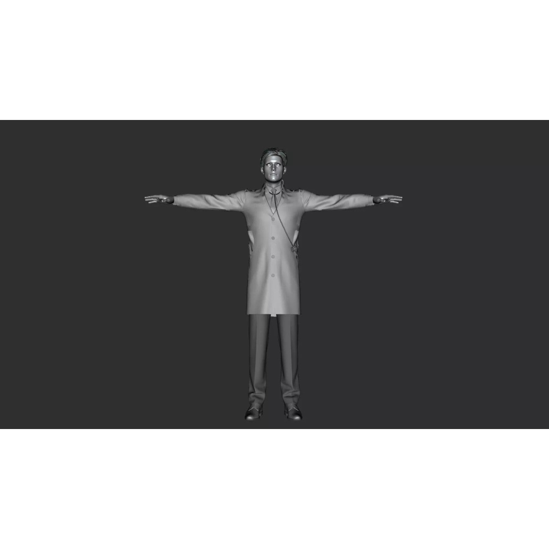 Doctor 3D Model – Rigged Low-Poly PBR Game Asset, FBX - View 24