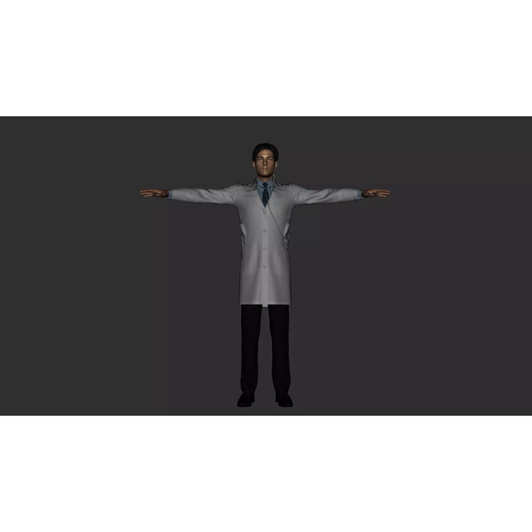 Doctor 3D Model – Rigged Low-Poly PBR Game Asset, FBX - View 25