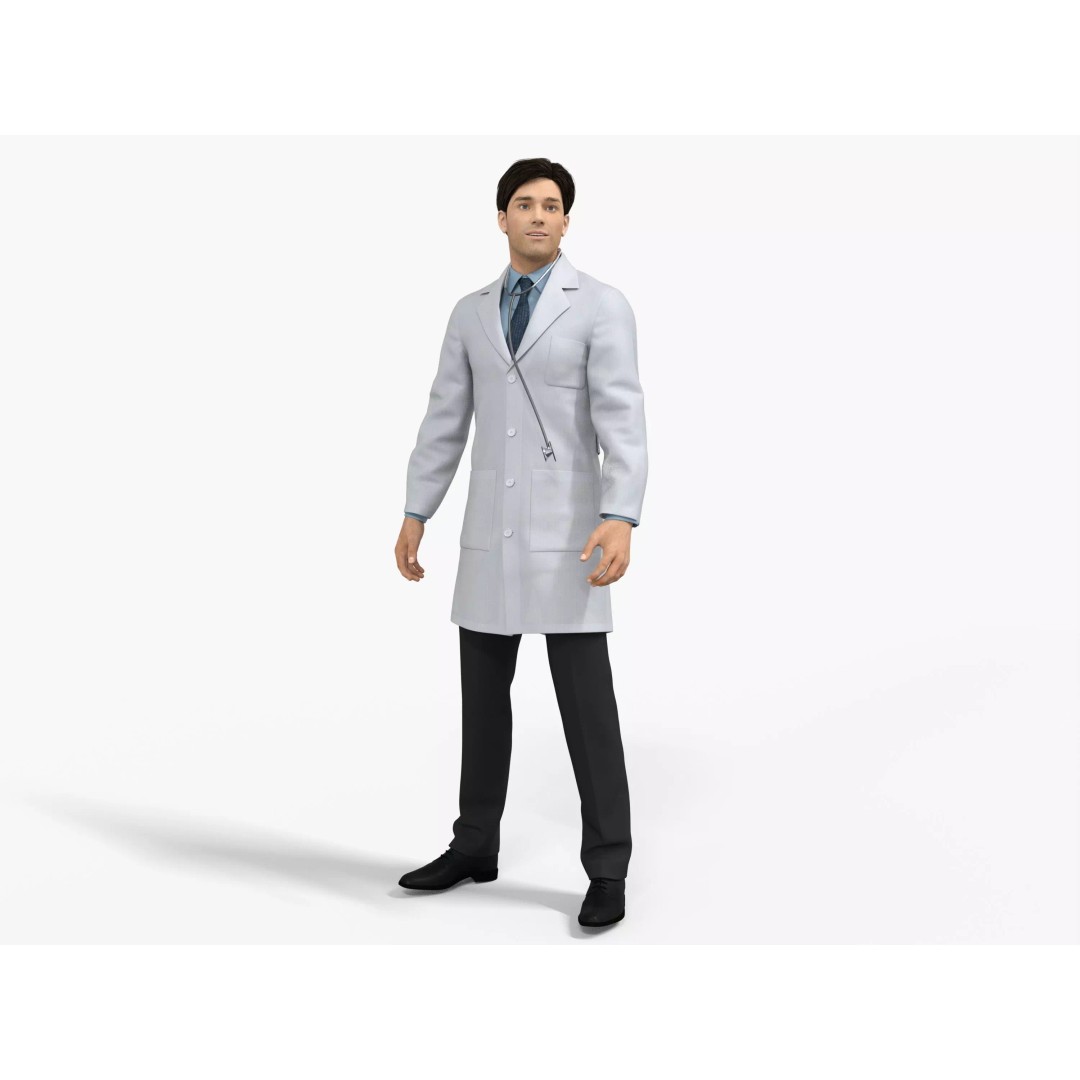 Doctor 3D Model – Rigged Low-Poly PBR Game Asset, FBX - View 4