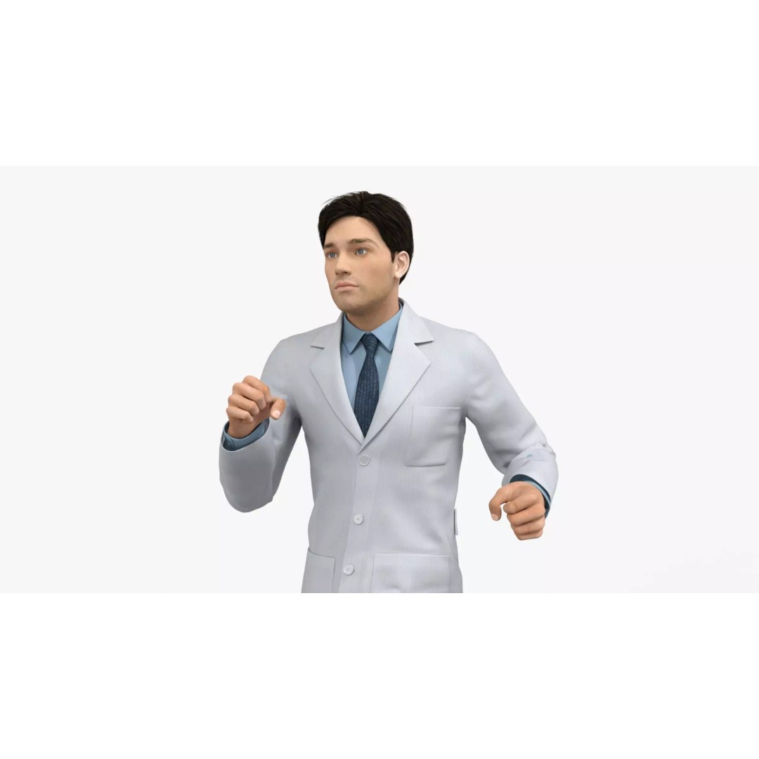Doctor 3D Model – Rigged Low-Poly PBR Game Asset, FBX - View 5