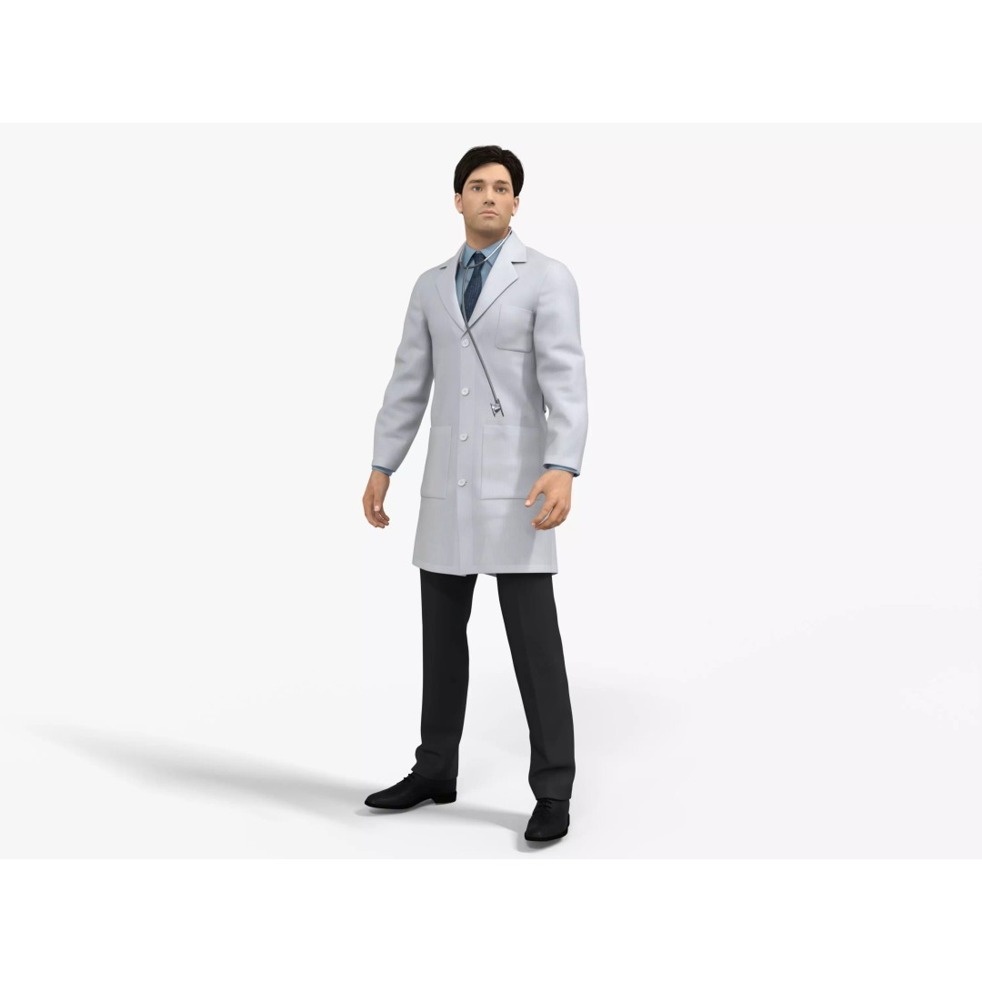 Doctor 3D Model – Rigged Low-Poly PBR Game Asset, FBX - View 6