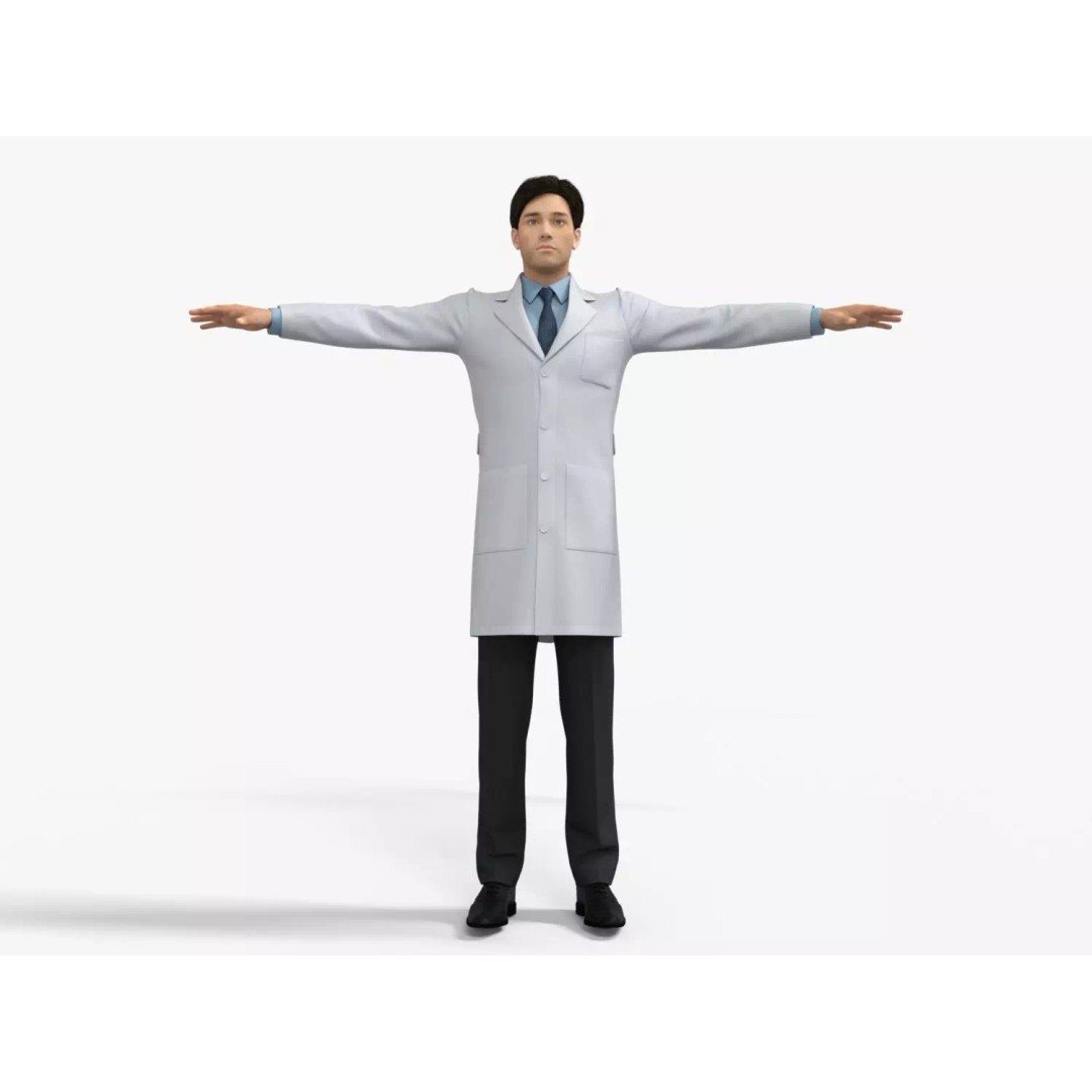 Doctor 3D Model – Rigged Low-Poly PBR Game Asset, FBX - View 8