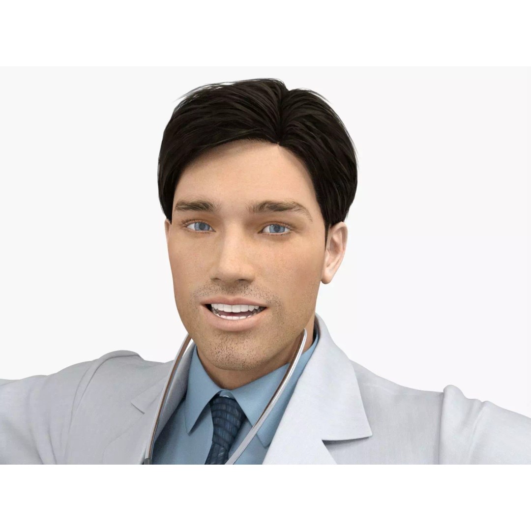 Doctor 3D Model – Rigged Low-Poly PBR Game Asset, FBX - View 9