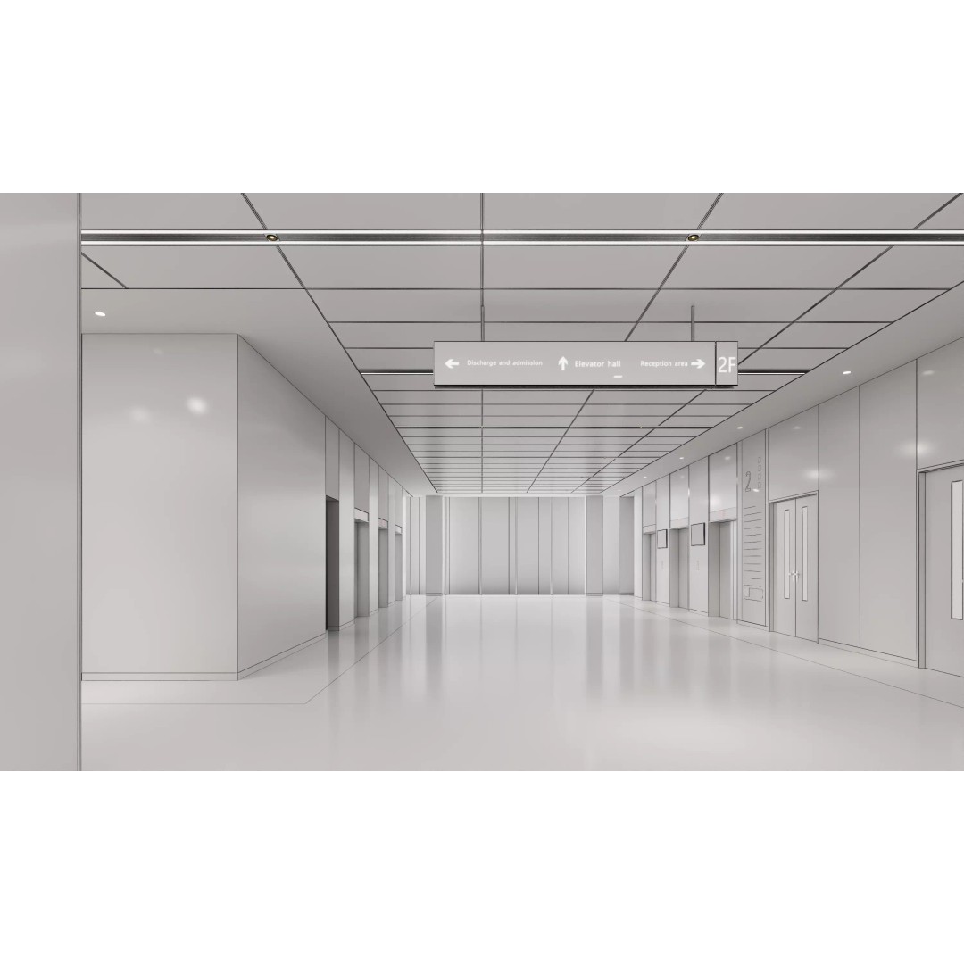 Hospital Lobby 3D Model – Modern Reception Area with PBR Textures, FBX - View 12