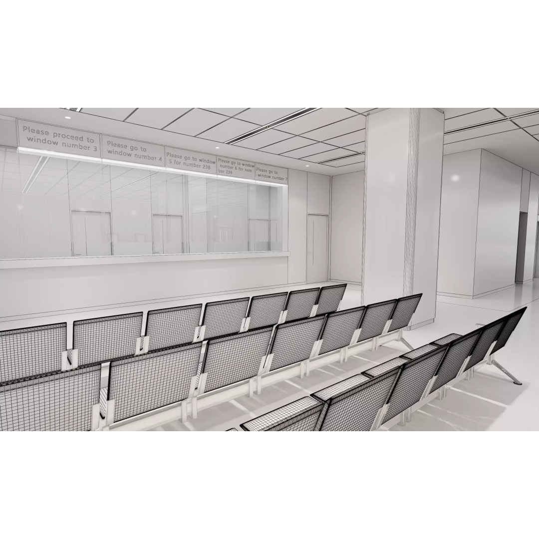 Hospital Lobby 3D Model – Modern Reception Area with PBR Textures, FBX - View 14