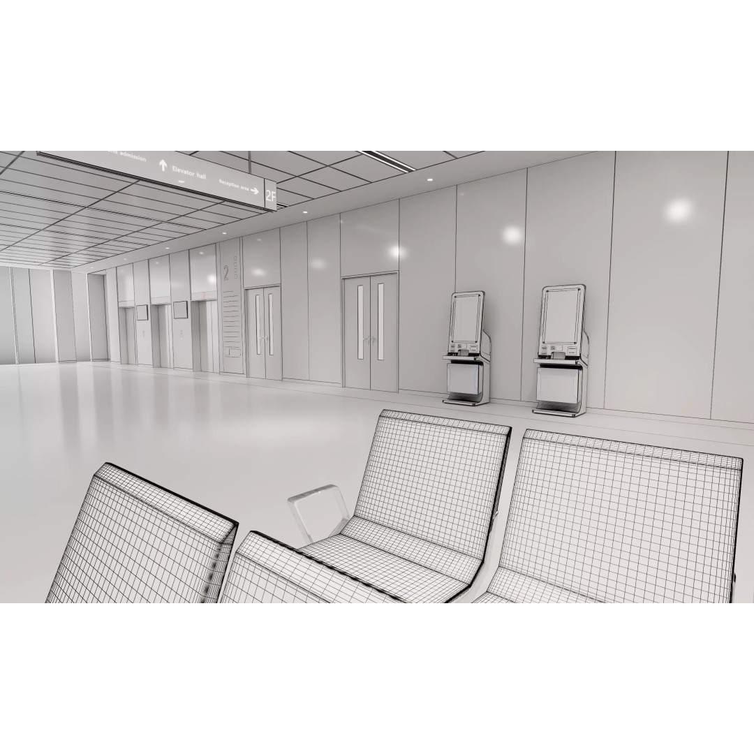 Hospital Lobby 3D Model – Modern Reception Area with PBR Textures, FBX - View 15