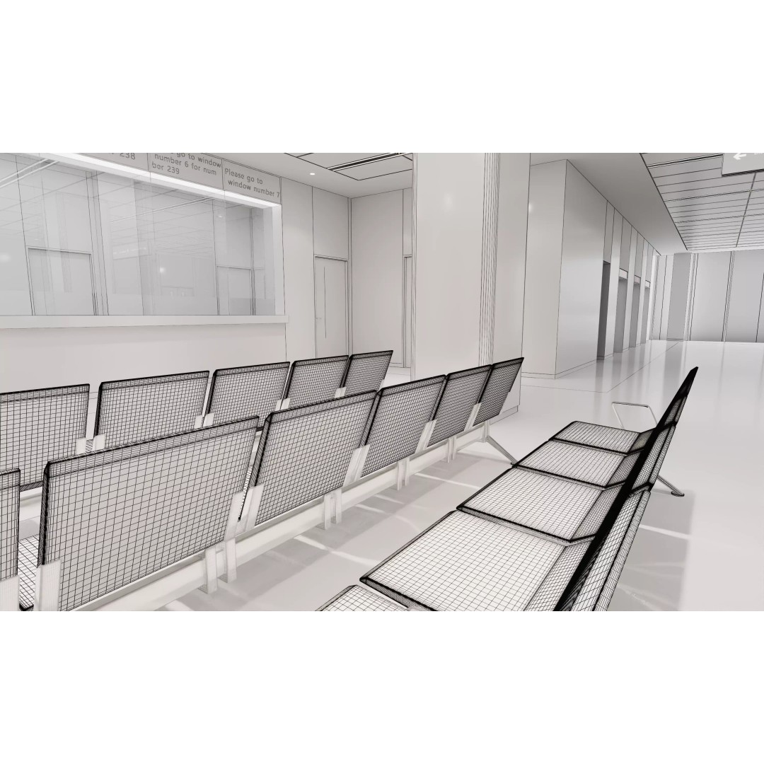 Hospital Lobby 3D Model – Modern Reception Area with PBR Textures, FBX - View 16