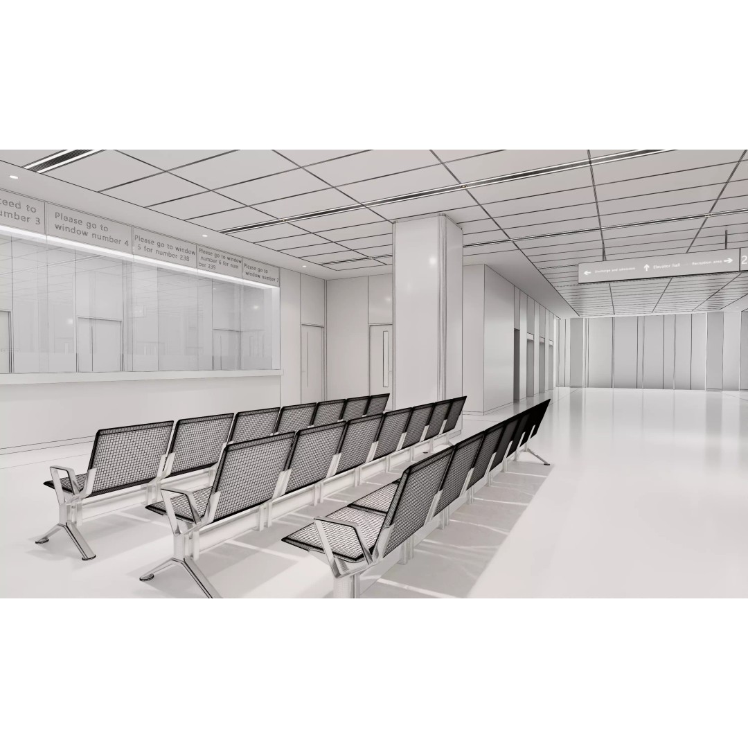Hospital Lobby 3D Model – Modern Reception Area with PBR Textures, FBX - View 18