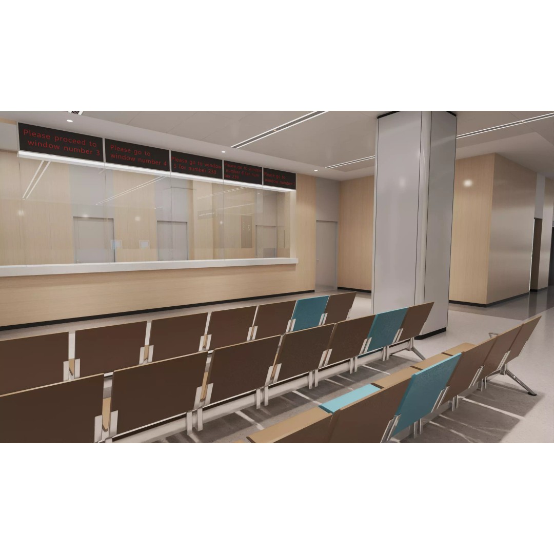 Hospital Lobby 3D Model – Modern Reception Area with PBR Textures, FBX - View 4