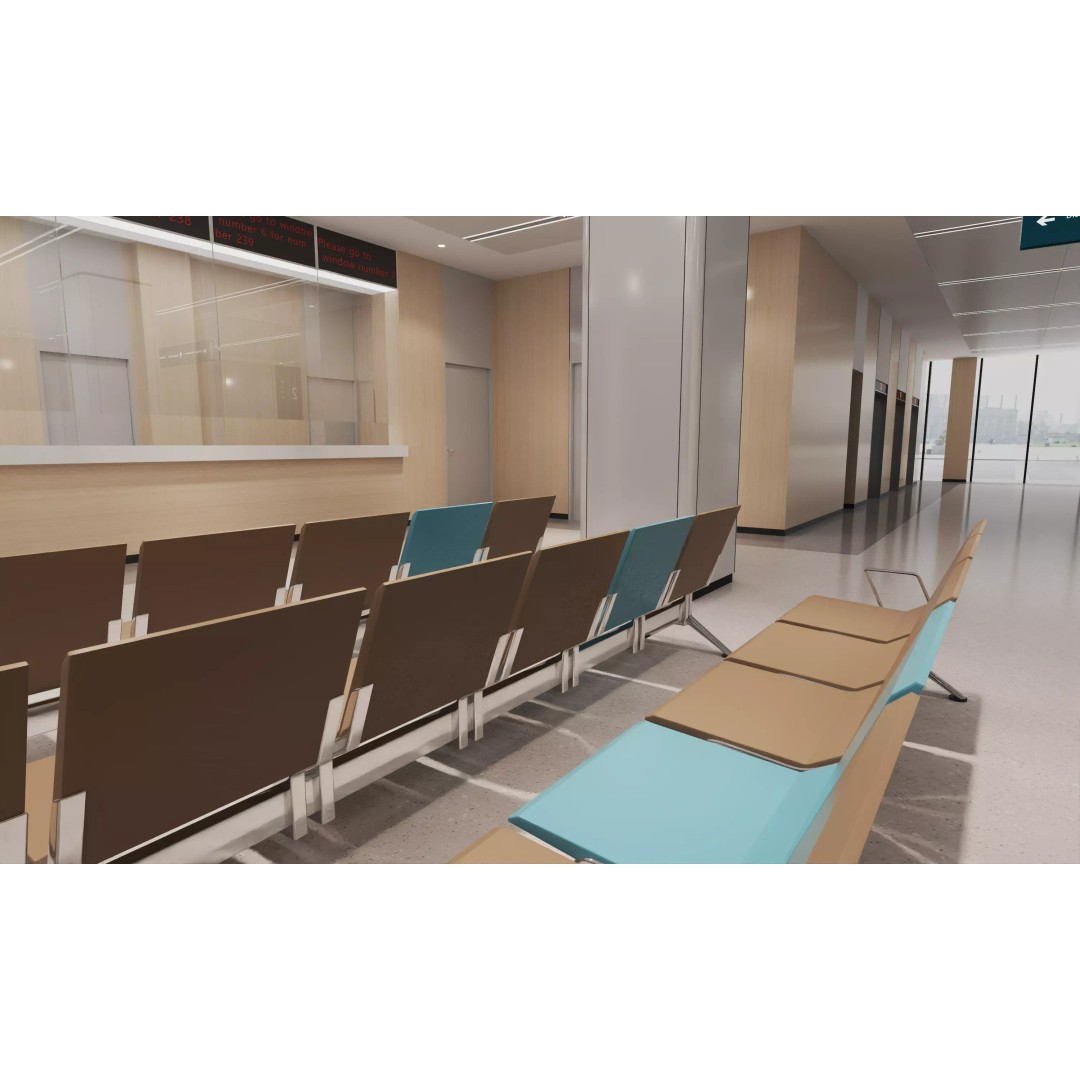 Hospital Lobby 3D Model – Modern Reception Area with PBR Textures, FBX - View 7