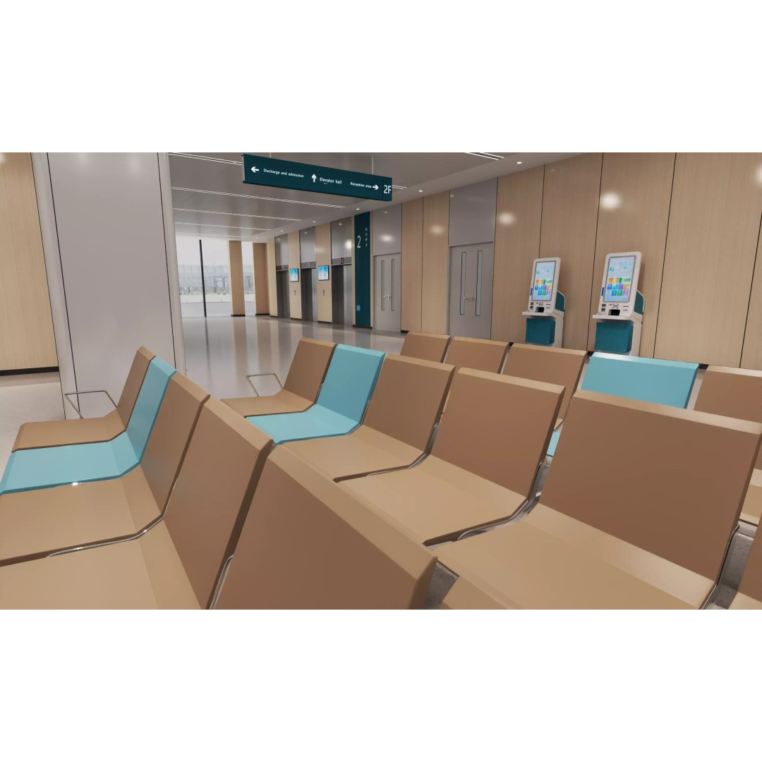 Hospital Lobby 3D Model – Modern Reception Area with PBR Textures, FBX - View 9