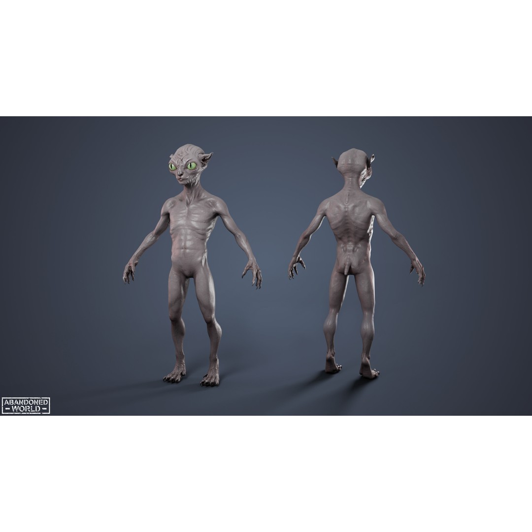 Alien Cat 3D Model – Low Poly Game Ready Character for Unity & Unreal Engine - View 10