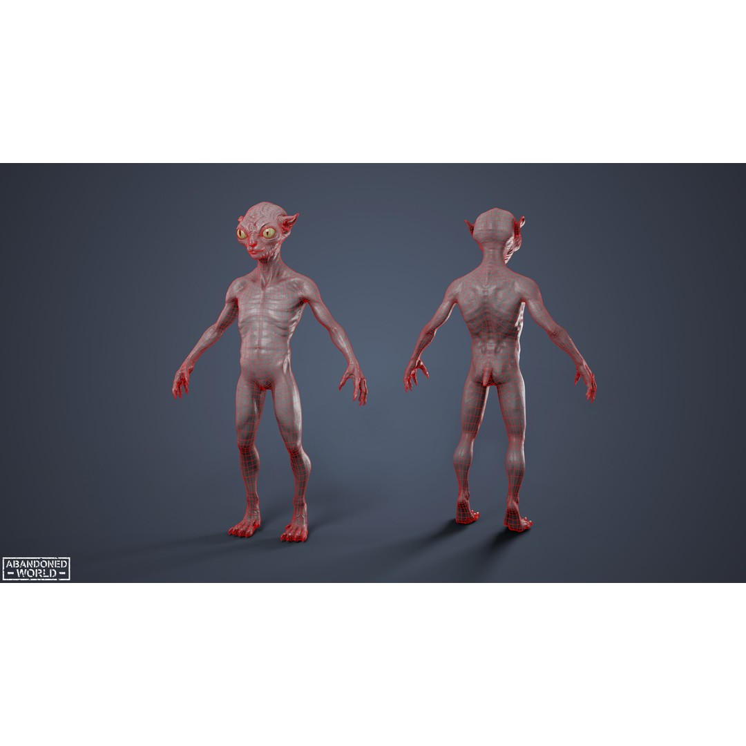 Alien Cat 3D Model – Low Poly Game Ready Character for Unity & Unreal Engine - View 11