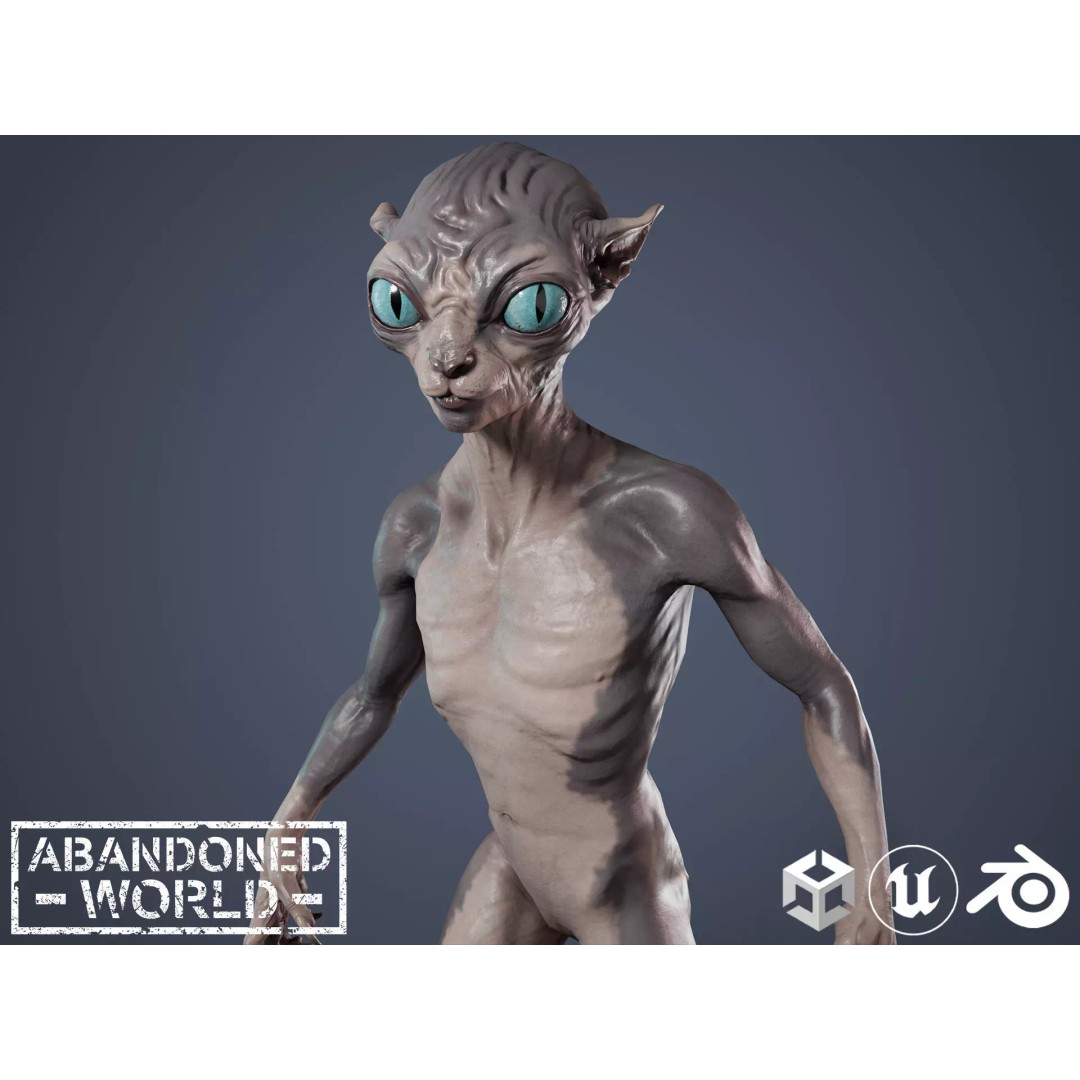Alien Cat 3D Model – Low Poly Game Ready Character for Unity & Unreal Engine - View 2