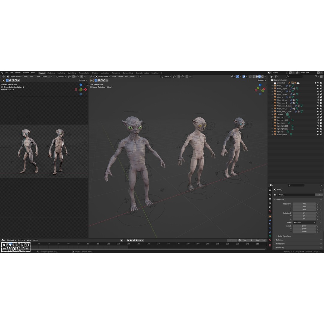 Alien Cat 3D Model – Low Poly Game Ready Character for Unity & Unreal Engine - View 20
