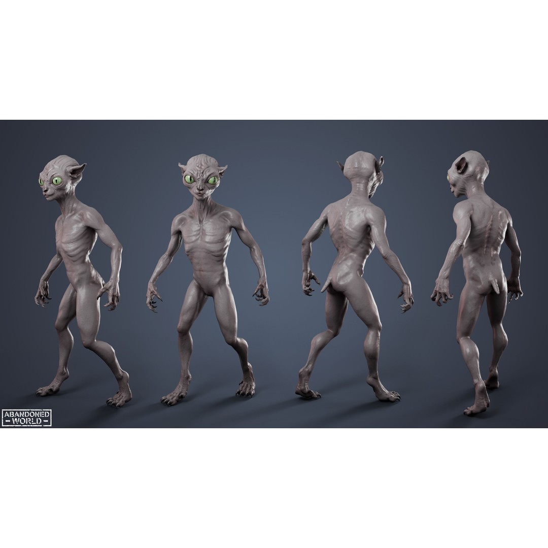 Alien Cat 3D Model – Low Poly Game Ready Character for Unity & Unreal Engine - View 3