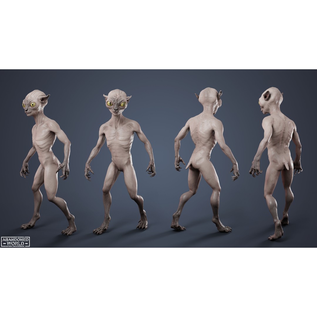 Alien Cat 3D Model – Low Poly Game Ready Character for Unity & Unreal Engine - View 4