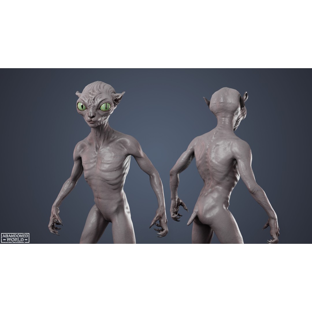 Alien Cat 3D Model – Low Poly Game Ready Character for Unity & Unreal Engine - View 6