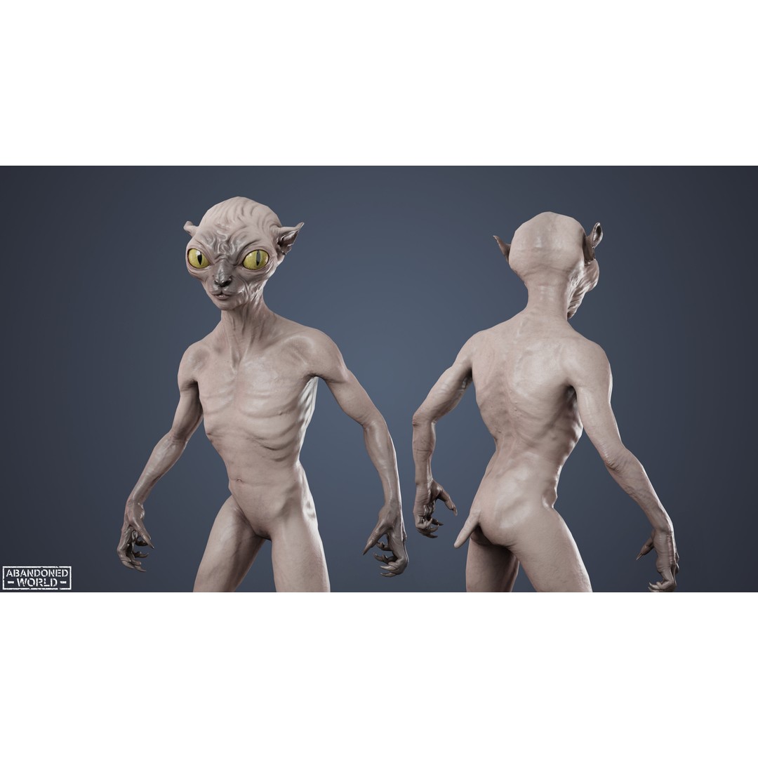 Alien Cat 3D Model – Low Poly Game Ready Character for Unity & Unreal Engine - View 7