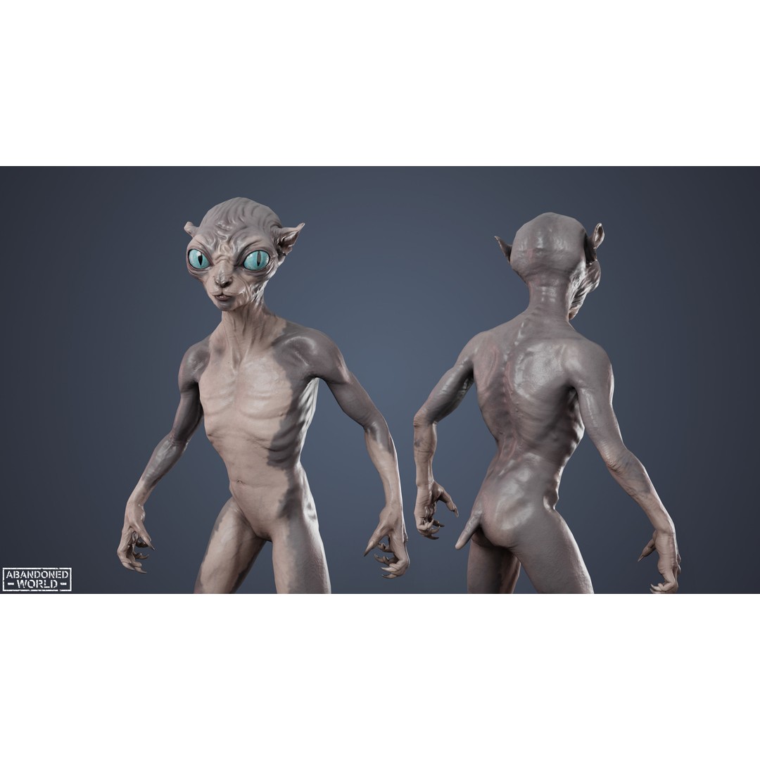 Alien Cat 3D Model – Low Poly Game Ready Character for Unity & Unreal Engine - View 8