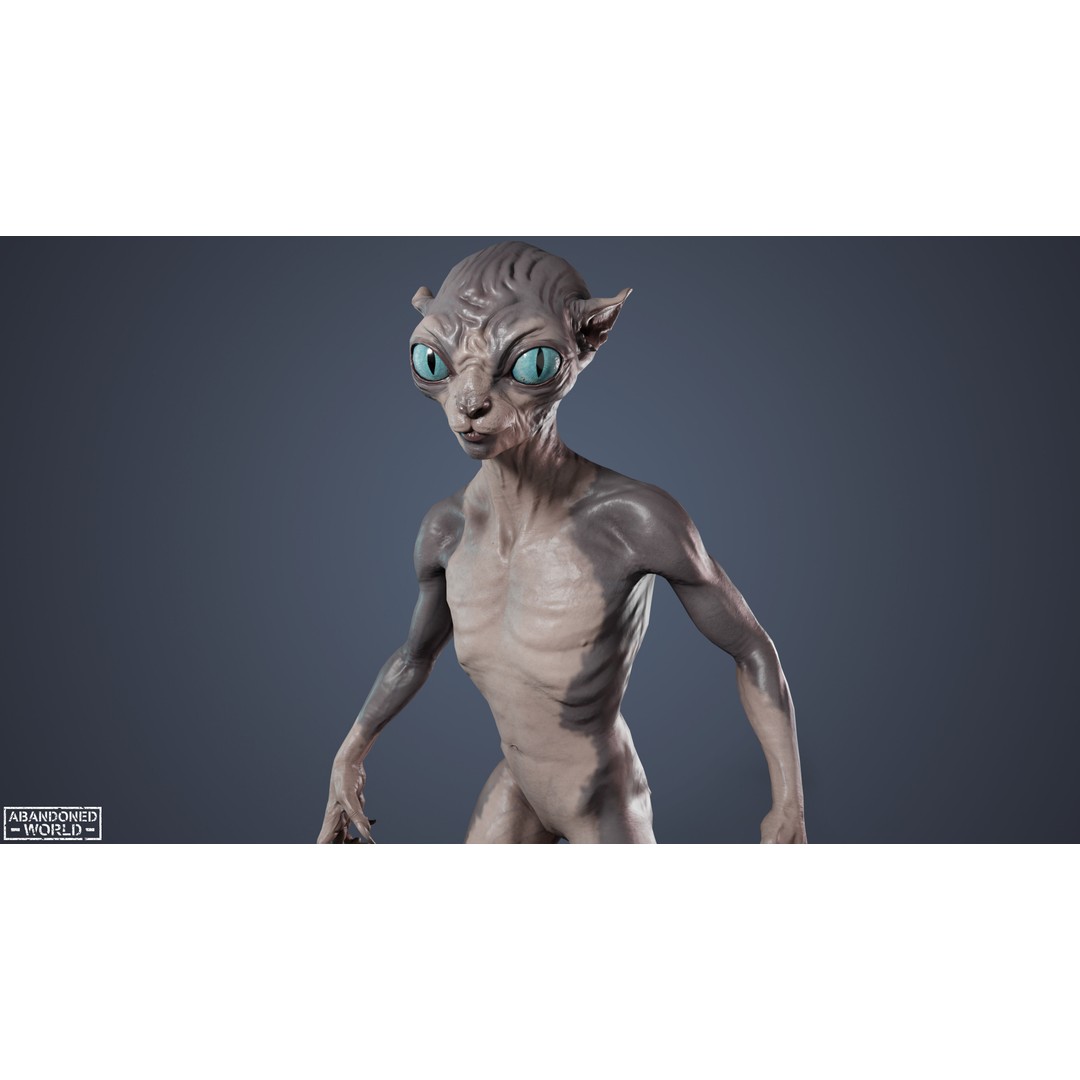 Alien Cat 3D Model – Low Poly Game Ready Character for Unity & Unreal Engine - View 9