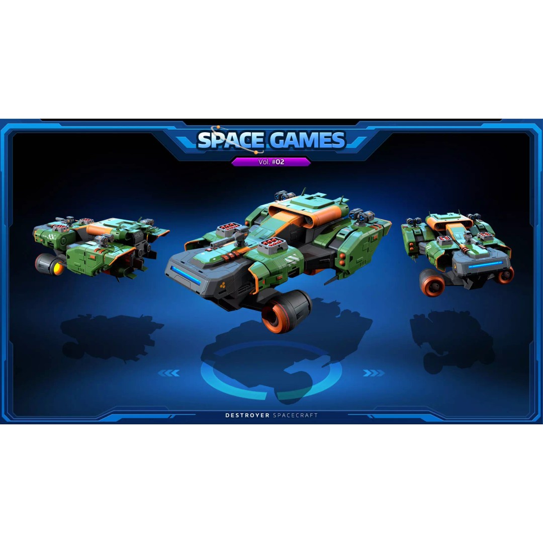 Cartoonish Spaceships 3D Model – Low Poly PBR Game Asset, FBX, OBJ - View 4