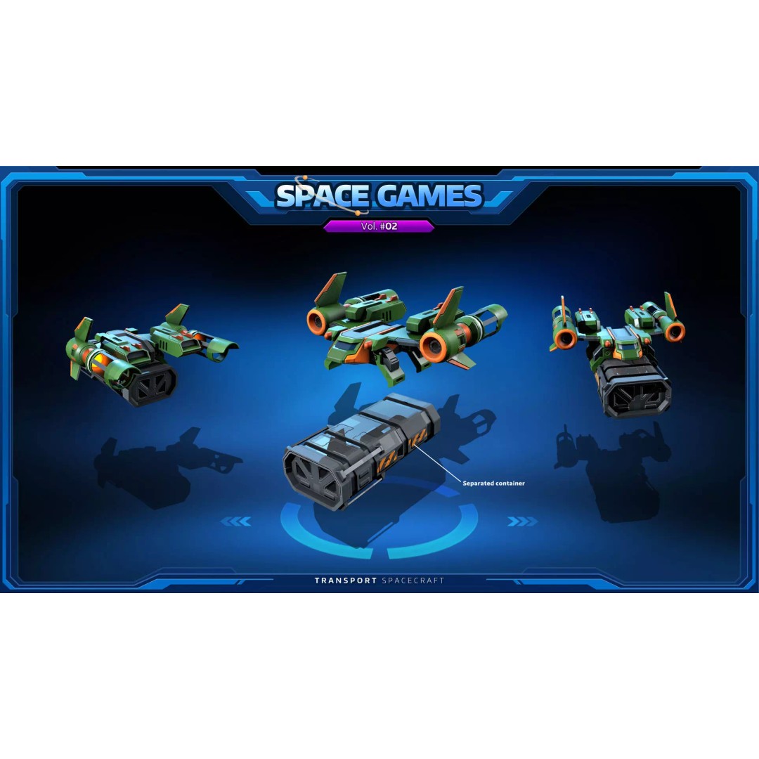 Cartoonish Spaceships 3D Model – Low Poly PBR Game Asset, FBX, OBJ - View 7