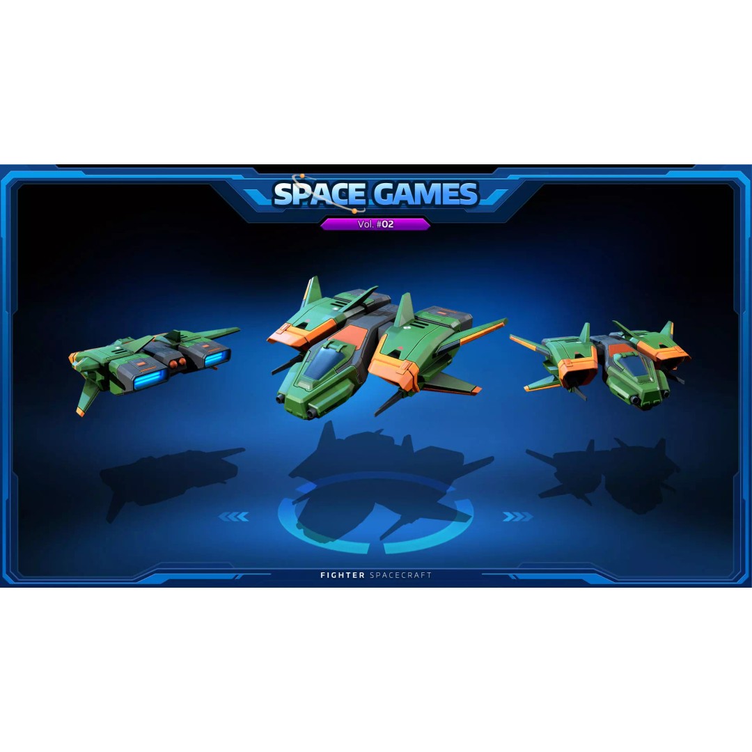 Cartoonish Spaceships 3D Model – Low Poly PBR Game Asset, FBX, OBJ - View 8
