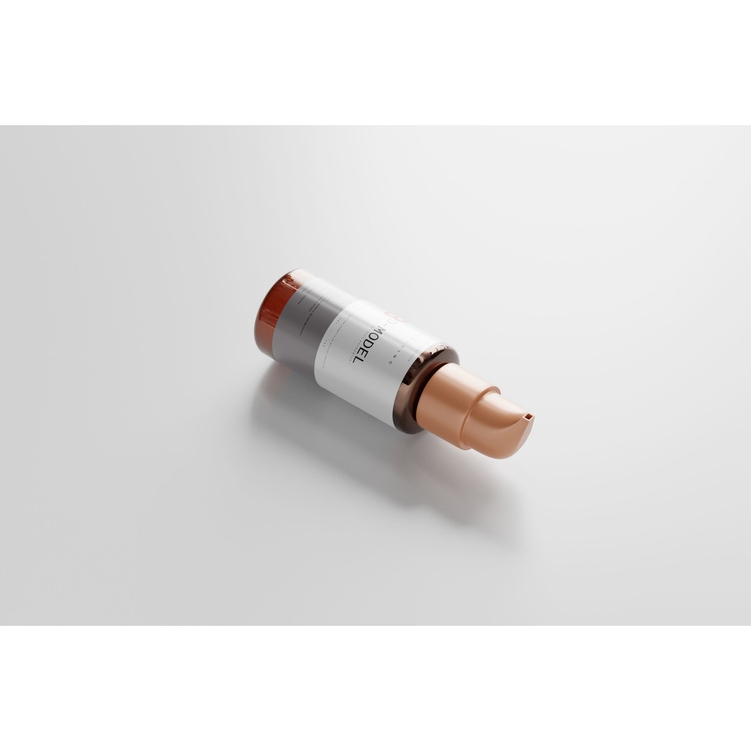 Amber Glass Airless Pump & Spray Bottle 3D Model – Low Poly, FBX, OBJ - View 13