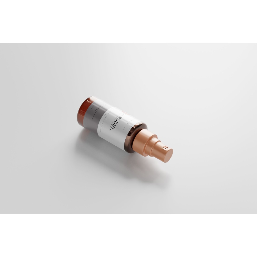 Amber Glass Airless Pump & Spray Bottle 3D Model – Low Poly, FBX, OBJ - View 14